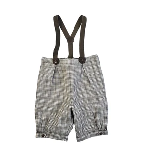 Janie And Jack Suspender Knikers Baby 12 - 18 Mos Brown Short Pants Party Retro - Picture 1 of 11
