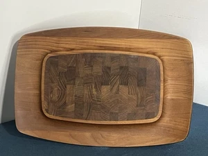 Vintage Dansk Designs Staved Teak Oblong Wood Cutting Board Danish Modern Cheese - Picture 1 of 8