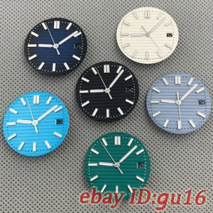 29.5mm blanco negro azul verde estéril esfera de reloj y agujas se ajustan al movimiento NH35 - Imagen 1 de 24