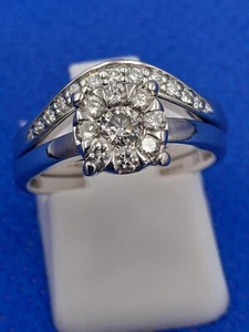Goldsmiths 9 Carat White Gold Diamond 0.50 Ct Bridal Set Size J.5 / K 4.6g - Picture 1 of 11