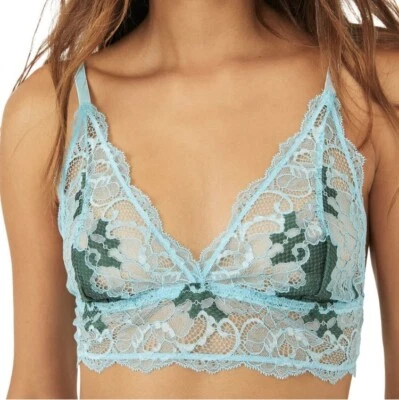 Intimately Free People For Me For You Bralette Transparente de Encaje en Piel Aqua Combo NUEVO Foto 1 de 4
