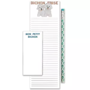 Bichon Frise To Do List Magnetic Shopping Pad Notepad & Pencil Gift Set - Picture 1 of 1