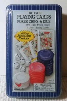 NEW Cardinal Deluxe Playing Cards Poker Chips & Dice Set 2004 #458 - Image 1 of 2