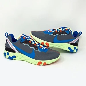 Nike React Element 55 SE Volt/Blue-Dark Grey Men's Running Shoes CT1142-700 -NEW - Picture 1 of 10