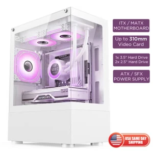 2024 Micro ATX Gaming Glass Panel Computer PC Case AMD Intel Mid-Tower M-ATX ITX - Picture 1 of 10