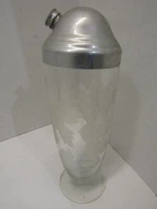 OLD GLASS COCKTAIL MARTINI SHAKER MIXER BARTENDER BAR WARE MIXER MANCAVE FROSTED - Picture 1 of 2