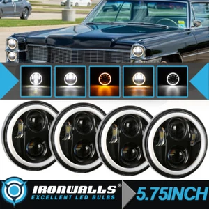 Faros LED redondos DRL 4 piezas DOT 5,75" 5-3/4" para Cadillac Calais 1965-1974 - Imagen 1 de 12