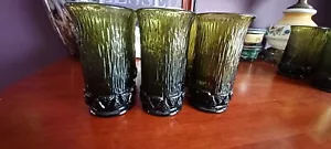 FOSTORIA Sorrento Vintage Green Heavy Drinking Glass/Tumblers, Set of 6 NICE! - Picture 1 of 8
