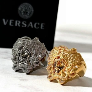 VERSACE Men's Ring Medusa Face Design Gold, Silver Size 17, 19, 23, 25 NEW - Picture 1 of 18