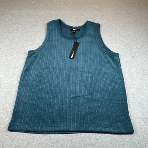 Nova Men Cefalo Textured Tank Top Mens S Blue Teal Relaxed Microfiber Velvet NWT - Picture 1 of 8
