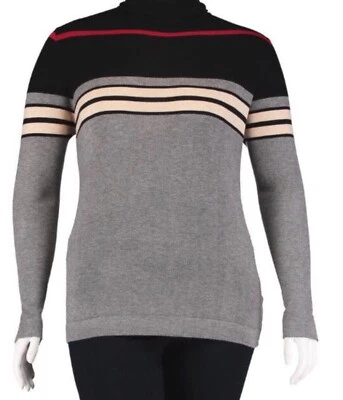 JOSEPH A. Woman’s Plus Size 1X Black Gray Red  Mock Neck Pullover Sweater NWT - Image 1 of 2