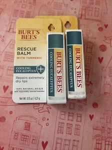 Burt's Bees Rescue Lip Balm w/ Tumeric & Eucalyptus Lot Of 2 - Picture 1 of 2