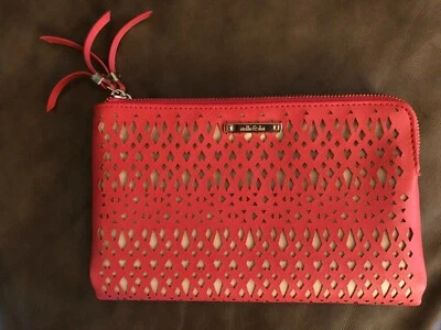 NWOT STELLA & DOT CORAL DOUBLE CLUTCH BAG PURSE CREDIT CARD SLOTS MAKEUP MIRROR - Image 1 of 4