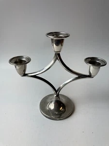 Art Deco Silver Plated Triple Candlestick Holder Ianthe England - Picture 1 of 5