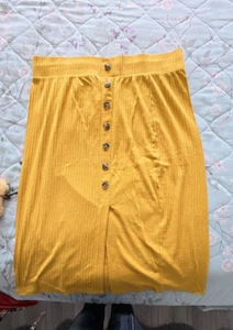 NWT, M&S Size 20, Mustard coloured button through midi skirt strech very comfy - Picture 1 of 2