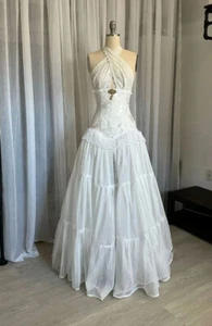 Victorian Prom Dress White Sexy Corset Applique Tulle Women's Medieval Evening - Picture 1 of 6