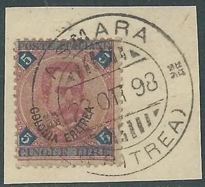 1893 ERITREA USATO UMBERTO I 5 LIRE - I33-2 - Picture 1 of 1