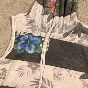 Ocean Current Floral Striped Hoodie Youth Large Sleeveless Surfing Outdoors Y2K - Picture 1 of 11