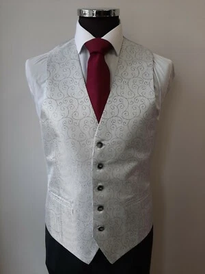 Men's and Boy's Waistcoats In An Silver Swirl Design, Ideal For Weddings - Image 1 of 2