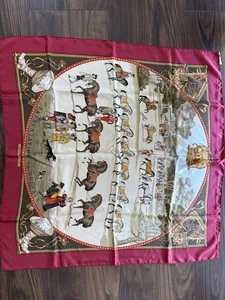 Hermes Seidentuch Carre 90 Pferde Design rot Vintage 90x90 cm ohne Karton - Bild 1 von 3