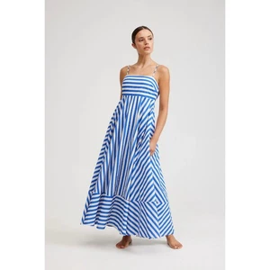 Aston Studio Rue Striped Maxi Dress in Sapphire Milk NWT Size 6 - Picture 1 of 10