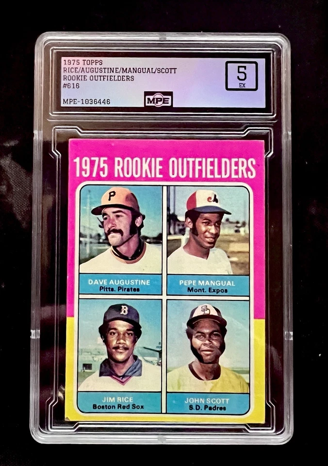 1975 Topps - 1975 Rookie Outfielders Jim Rice, Mangual, Scott #616 (RC) MPE 5 EX Foto 1 de 2