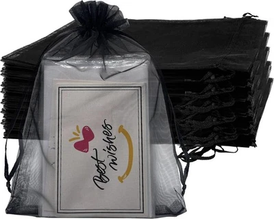 Bolsas de regalo de organza negra Jexila 100 piezas malla pequeña de 4x6 pulgadas  Foto 1 de 4
