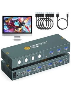 KVM Switch USB3.0 4 Computers 1 Monitors,4K @60HZ 4 HDMI Ports KVM Swi - Afbeelding 1 van 5