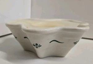Longaberger Woven Tradition Candle Holder White Ceramic Flower Shaped Dish Bowl - Picture 1 of 6