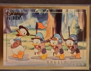 1995 DISNEY PREMIUM "Good Scouts" Donald Duck Gold Foil Promo Card #P1 Skybox, - Foto 1 di 2
