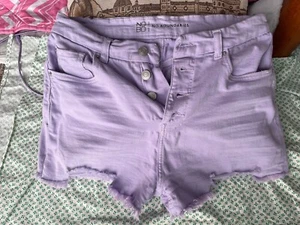 NOBO No Boundaries Jean Shorts Juniors 11 Blue Button Fly High Rise Purple - Picture 1 of 11