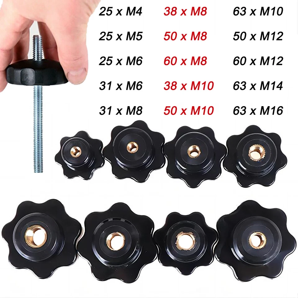 Sterngriff Sternmutter Klemmmutter Sternschraube Flügelmutter M4 M5 M6 M8 - M16 - Bild 1 von 1