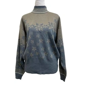 Demetre Vintage Gray Wildflower Wool Blend 80s Pullover Sweater sz M Winter - Picture 1 of 12