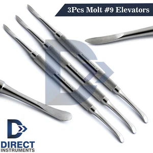 3Pcs Dental Molt #9 Periosteal Elevator Reflecting Mucoperiosteum Surgical Tools - Picture 1 of 2