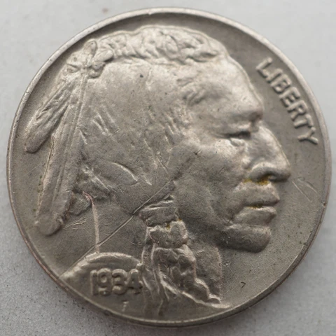 1934 Buffalo Nickel - XF - Full Horn Cover