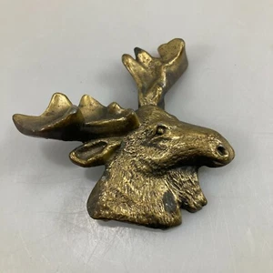 Hebilla de cinturón de latón con cabeza de alce MBCI astas 3D vintage - Imagen 1 de 3