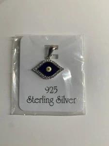 Colgante de circonita cúbica de piedra esmaltada azul marino protección mal ojo de plata de ley 925  - Imagen 1 de 1