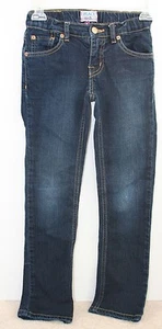 The Children's Place Girls Size 8 Dark Jeans Skinny Straight Stretch Gold Thread - Picture 1 of 3