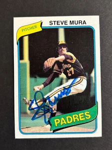 Tarjeta de béisbol firmada por Steve Mura Padres 1980 Topps #491 autógrafo automático 3 - Imagen 1 de 2