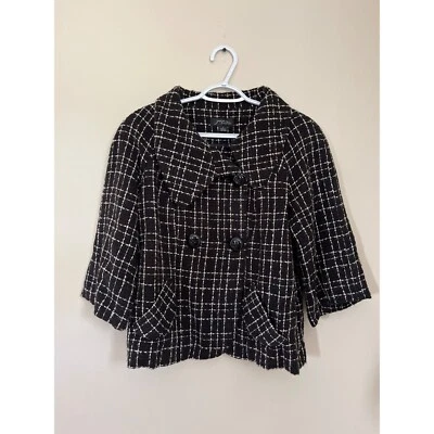 Blazer a rayas Josphine Essentials para mujer talla 6 tweed negro blanco manga larga Foto 1 de 4