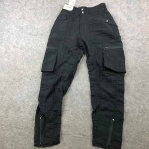 VTG Jordache Pants Girls 7 Black Cargo Pocket Windbreaker Track Casual Deadstock - Picture 1 of 13