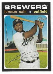 LORENZO CAIN (MILWAUKEE BREWERS) - 2020 TOPPS HERITAGE BASEBALL "SP" CARD #435