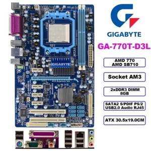 GIGABYTE GA-770T-D3L Motherboard ATX AMD 770/SB710 AM3 DDR3 8GB SATA2 S/PDIF+I/O - Picture 1 of 10