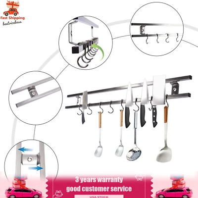 24Inch Magnetic Knife Holder Magnetic Knife Strip with 8 Hooks Powerful Magnetic - Image 1 of 4