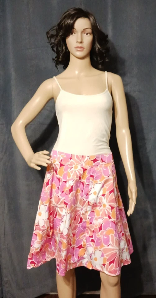 Falda St Johns Bay Petite Mujer 8P Elastizada Rosa Naranja Blanco Floral Cómoda Foto 1 de 4
