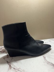 Cole Haan Eneida Wedge Leather Black Bootie Size 11B  Shoes