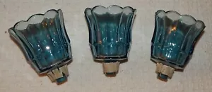 Vintage Clear Blue glass Candle Holder with rubber grips unique fast shipping x3 - Bild 1 von 3