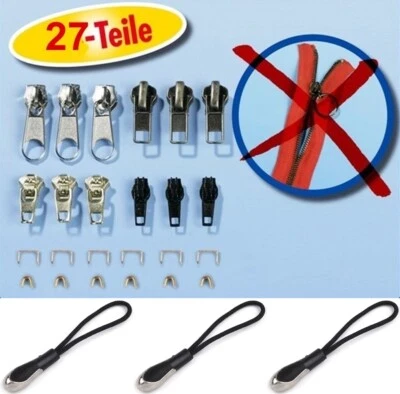 Reißverschluss Reparaturset 27 Teilig Zipper Schieber inkl. RV. Anhänger - Bild 1 von 4