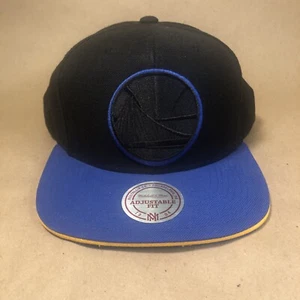 NBA Mitchell & Ness Golden State Warriors Snapback Hat Cap Blue Black Gold - Picture 1 of 9