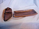 LOT OF 2 GENUINE PHILIPPINE MONKEY POD WOOD DISHES  8X4 DISH /TRAY....  DIVIDED 